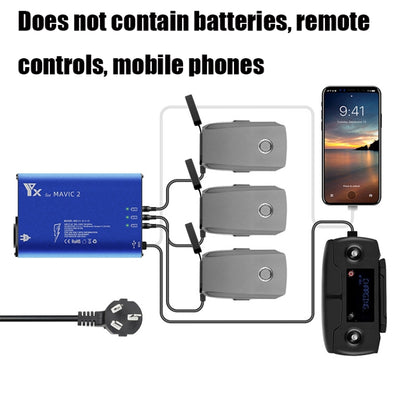 YX สำหรับเครื่องชาร์จโลหะผสมอลูมิเนียม DJI MAVIC 2 พร้อมสวิตช์, US Plug