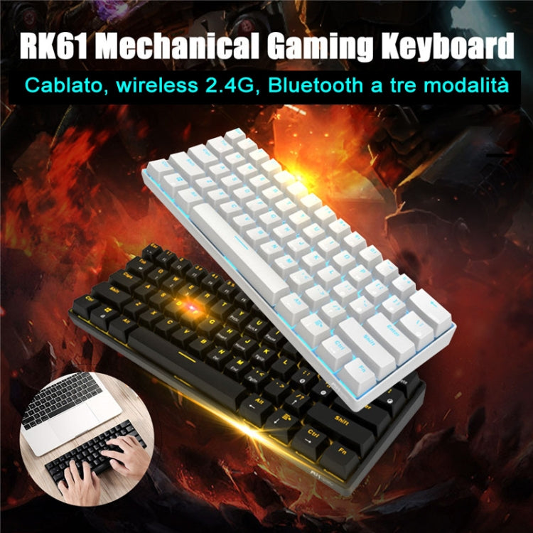 RK61 61 คีย์บลูทู ธ / ไร้สายโหมดคู่แท็บเล็ตคีย์บอร์ดเกมมือถือคีย์บอร์ดความยาวสายเคเบิล: 1.5 ม., Tea Shaft, Green Shaft, Red Shaft