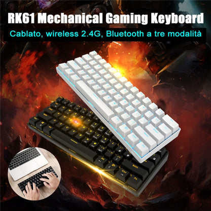 RK61 61 คีย์บลูทู ธ / ไร้สายโหมดคู่แท็บเล็ตคีย์บอร์ดเกมมือถือคีย์บอร์ดความยาวสายเคเบิล: 1.5 ม., Tea Shaft, Green Shaft, Red Shaft