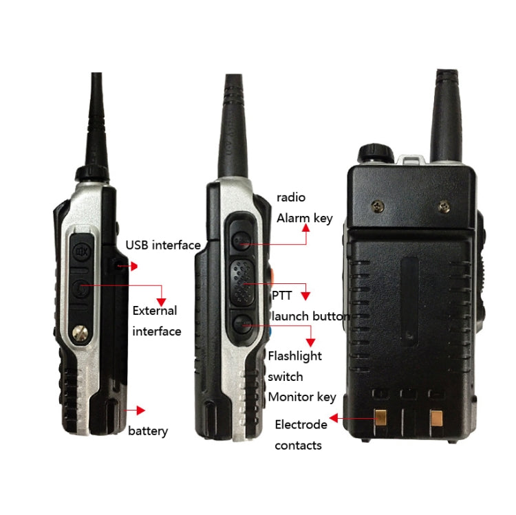 Baofeng BF-B2Plus เครื่องส่งรับวิทยุ FM กำลังสูงขนาดเล็กกลางแจ้ง 50 กม, AU Plug, EU Plug, US Plug, UK Plug