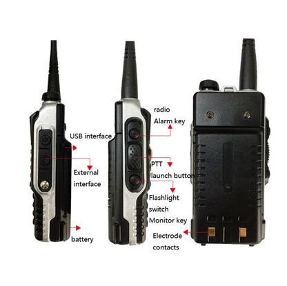 Baofeng BF-B2Plus เครื่องส่งรับวิทยุ FM กำลังสูงขนาดเล็กกลางแจ้ง 50 กม, AU Plug, EU Plug, US Plug, UK Plug