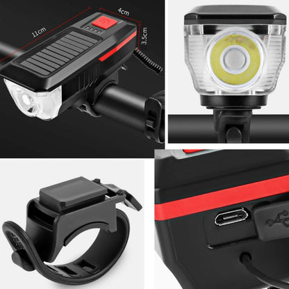 จักรยานพลังงานแสงอาทิตย์ไฟหน้า Horn Light Night ขี่ USB ชาร์จไฟหน้าจักรยาน Glare ไฟฉายอุปกรณ์, Red, Green, Blue, Orange