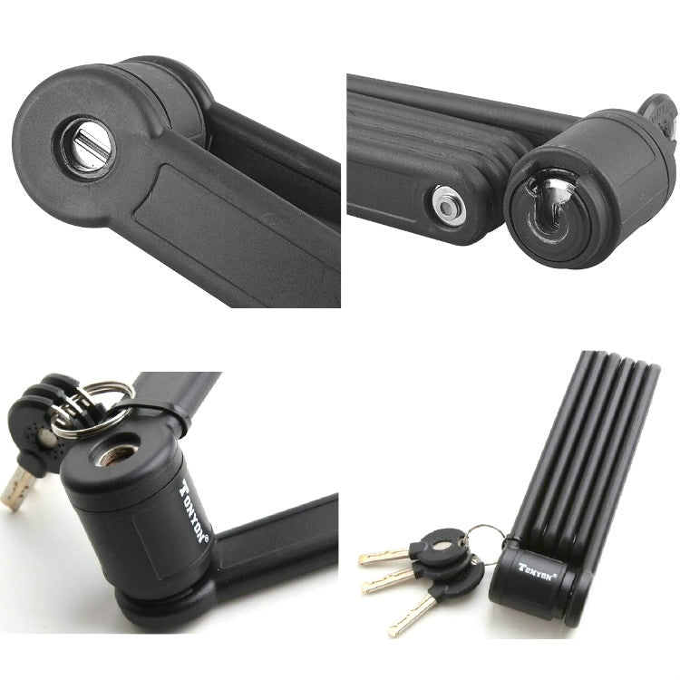 Tonyon Universal Anti-hydraulic กรรไกรจักรยาน ล็อค ล็อคจักรยานเสือภูเขาแบบพับได้สี่ส่วน, Tonyon Folding Mountain Bike Lock(Black)