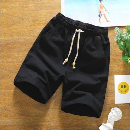 กางเกงขาสั้นห้าจุดผ้าฝ้ายลินินทรงหลวมลำลอง, L, XL, M, XXL, XXXXL, XXXXXL, XXXL