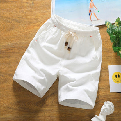 กางเกงขาสั้นห้าจุดผ้าฝ้ายลินินทรงหลวมลำลอง, L, XL, M, XXL, XXXXL, XXXXXL, XXXL