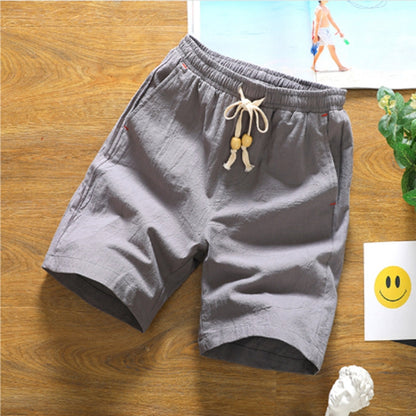 กางเกงขาสั้นห้าจุดผ้าฝ้ายลินินทรงหลวมลำลอง, L, XL, M, XXL, XXXXL, XXXXXL, XXXL