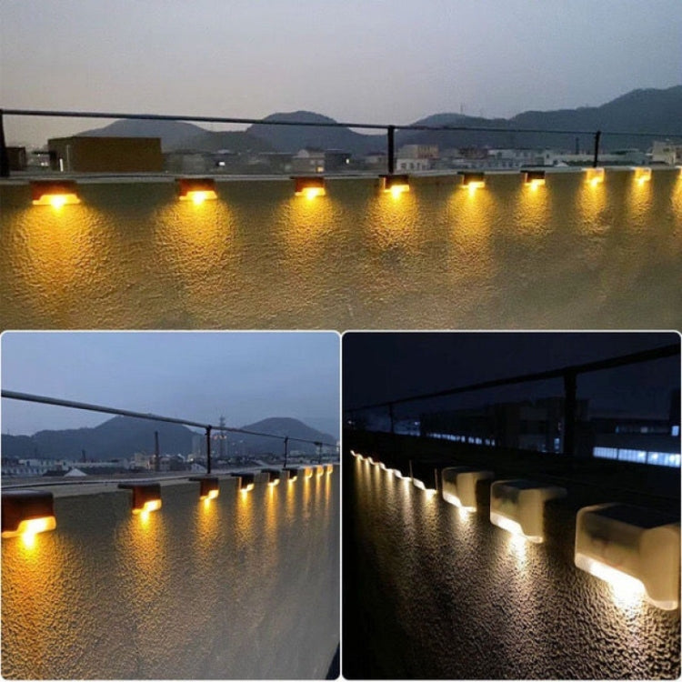 4 PCS พลังงานแสงอาทิตย์ราวบันไดแสงกันน้ำกลางแจ้ง LED Step Light ตกแต่งสวนแสงแนวนอน, Warm White /Brown, Warm White /Black, Colorful Light /Brown, Colorful Light /Black