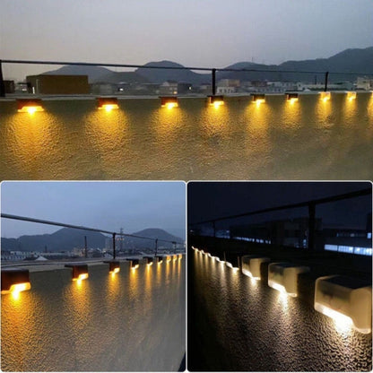 4 PCS พลังงานแสงอาทิตย์ราวบันไดแสงกันน้ำกลางแจ้ง LED Step Light ตกแต่งสวนแสงแนวนอน, Warm White /Brown, Warm White /Black, Colorful Light /Brown, Colorful Light /Black