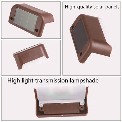 4 PCS พลังงานแสงอาทิตย์ราวบันไดแสงกันน้ำกลางแจ้ง LED Step Light ตกแต่งสวนแสงแนวนอน, Warm White /Brown, Warm White /Black, Colorful Light /Brown, Colorful Light /Black