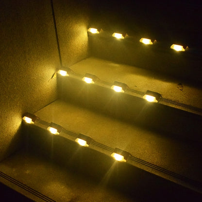 4 PCS พลังงานแสงอาทิตย์ราวบันไดแสงกันน้ำกลางแจ้ง LED Step Light ตกแต่งสวนแสงแนวนอน, Warm White /Brown, Warm White /Black, Colorful Light /Brown, Colorful Light /Black