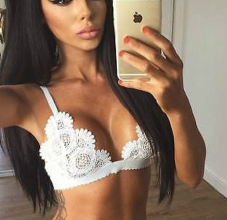 3 PCS Lace Floral Bralet Bra Bustier สายรัดปรับ Crop Top, L