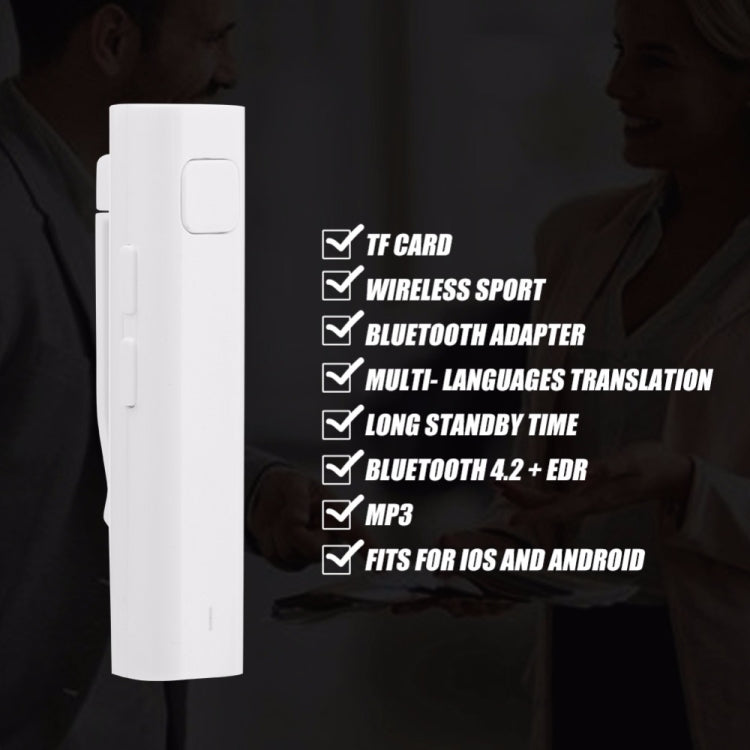 ตัวรับสัญญาณบลูทูธหูฟังอัจฉริยะ Voice Translator 26 Multi-Language Travel Business TF Card Voice Text Interpreter หูฟัง