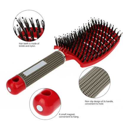นวดผมหนังศีรษะหวี Hairbrush Bristle ไนลอนผู้หญิง CURLY Detangle แปรงผมสำหรับร้านทำผม Hairdressing เครื่องมือจัดแต่งทรงผม