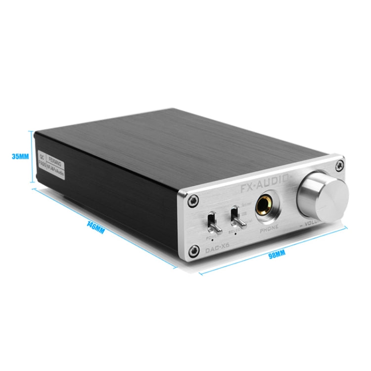 FX-AUDIO DAC-X6 ไข้ไฮไฟไฟเบอร์โคแอกเชียล USB แอมป์เสียงดิจิตอลถอดรหัส DAC 24BIT/192