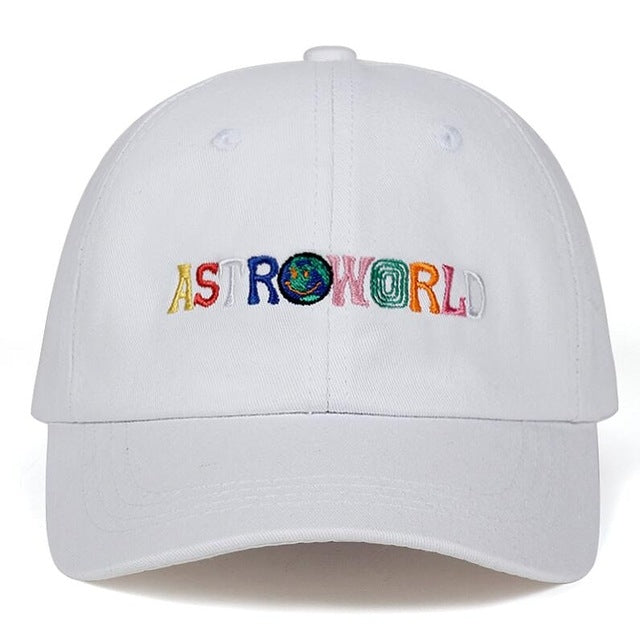 ASTROWORLD หมวกพ่อผ้าฝ้าย 100% คุณภาพสูงเย็บปักถักร้อยเบสบอลหมวก Unisex Travis Scott