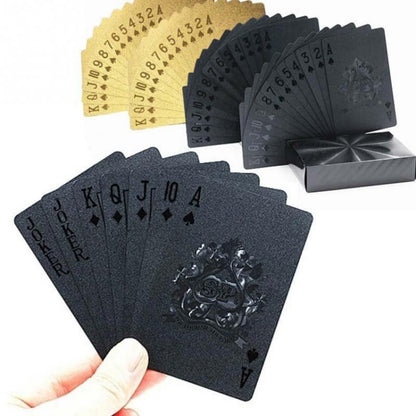 2 ชิ้น Creative Gold ฟอยล์โป๊กเกอร์พลาสติกเล่นไพ่กันน้ำ, 2 PCS Gold Foil Poker