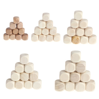 10 ชิ้น 6 ด้านลูกเต๋าไม้เปล่าปาร์ตี้ครอบครัว DIY เกมการพิมพ์แกะสลักของเล่นเด็ก, 1.8cm