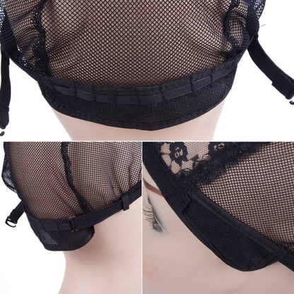 3 PCS ผมสุทธิหมวกลูกไม้ตาข่ายด้านล่างฝาครอบวิกผมอุปกรณ์เสริม, 56CM Black