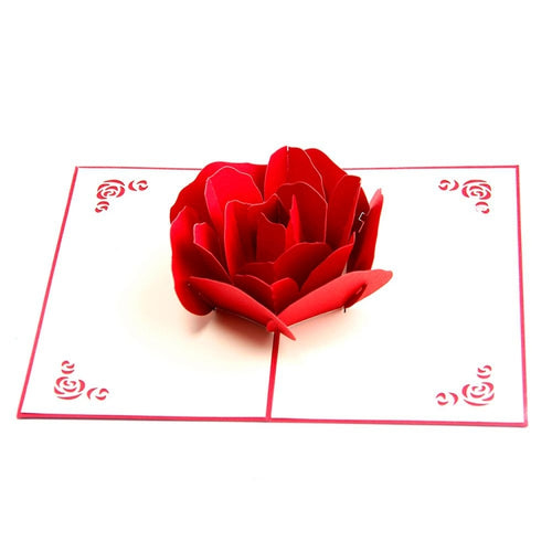 3D Pop Up Rose ขอบคุณบัตรอวยพรโปสการ์ดดอกไม้ Handmade Blank Vintage กระดาษ Happy Birthday Love บัตรของขวัญ, ขนาด: 13x16 ซม., Handmade Blank