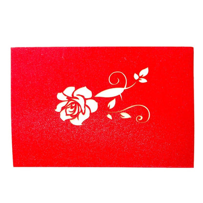 3D Pop Up Rose ขอบคุณบัตรอวยพรโปสการ์ดดอกไม้ Handmade Blank Vintage กระดาษ Happy Birthday Love บัตรของขวัญ, ขนาด: 13x16 ซม., Handmade Blank