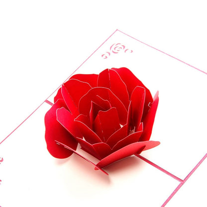 3D Pop Up Rose ขอบคุณบัตรอวยพรโปสการ์ดดอกไม้ Handmade Blank Vintage กระดาษ Happy Birthday Love บัตรของขวัญ, ขนาด: 13x16 ซม., Handmade Blank