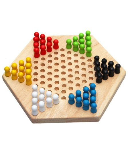 ชุดเกมหมากฮอสปริศนาเด็กไม้หกเหลี่ยมแบบดั้งเดิม, Hexagon Puzzle Checkers