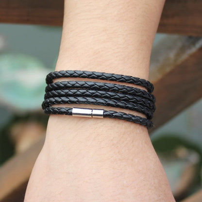 สร้อยข้อมือหนังคู่ผู้ชาย Charm สร้อยข้อมือสีดำวินเทจ