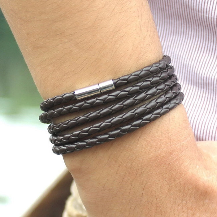 สร้อยข้อมือหนังคู่ผู้ชาย Charm สร้อยข้อมือสีดำวินเทจ