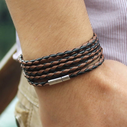 สร้อยข้อมือหนังคู่ผู้ชาย Charm สร้อยข้อมือสีดำวินเทจ