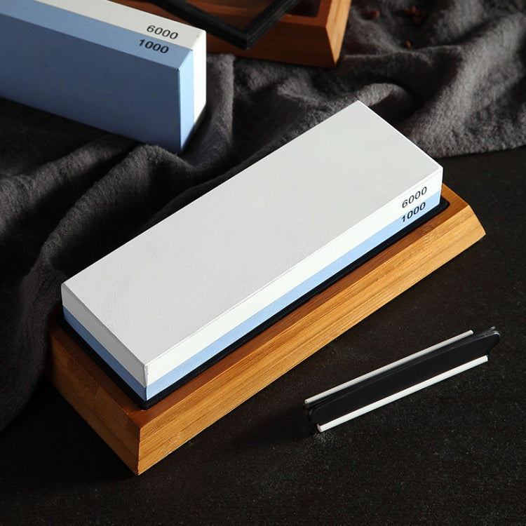 ชุดฐานไม้ไผ่สองด้านหินลับขาวสีแดง 1000/6000, Blue White Whetstone