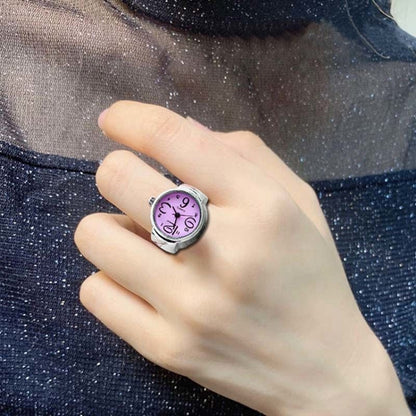 2 ชิ้น L04 2018 Dial ควอตซ์นาฬิกา Creative Steel Cool ยืดหยุ่นแหวนควอตซ์นาฬิกาผู้ชายผู้หญิง, Red, White