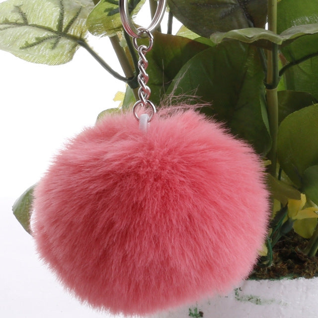 Simple Key CHAIN FUR Ball Pom Pom พวงกุญแจ Pom Pom ขนสัตว์กระต่ายเทียมพวงกุญแจสัตว์สำหรับผู้หญิงกระเป๋ารถพวงกุญแจ