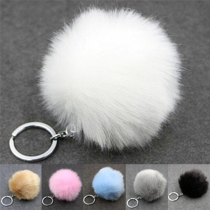 Simple Key CHAIN FUR Ball Pom Pom พวงกุญแจ Pom Pom ขนสัตว์กระต่ายเทียมพวงกุญแจสัตว์สำหรับผู้หญิงกระเป๋ารถพวงกุญแจ