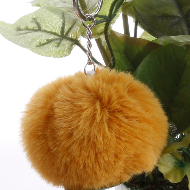 Simple Key CHAIN FUR Ball Pom Pom พวงกุญแจ Pom Pom ขนสัตว์กระต่ายเทียมพวงกุญแจสัตว์สำหรับผู้หญิงกระเป๋ารถพวงกุญแจ