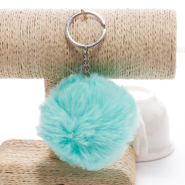 Simple Key CHAIN FUR Ball Pom Pom พวงกุญแจ Pom Pom ขนสัตว์กระต่ายเทียมพวงกุญแจสัตว์สำหรับผู้หญิงกระเป๋ารถพวงกุญแจ