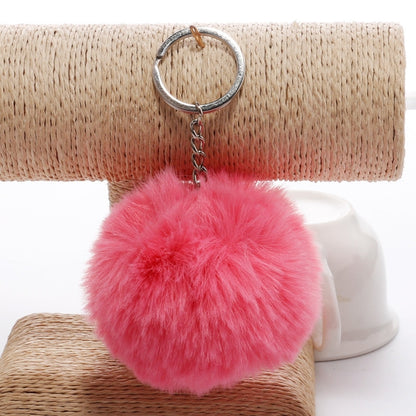 Simple Key CHAIN FUR Ball Pom Pom พวงกุญแจ Pom Pom ขนสัตว์กระต่ายเทียมพวงกุญแจสัตว์สำหรับผู้หญิงกระเป๋ารถพวงกุญแจ