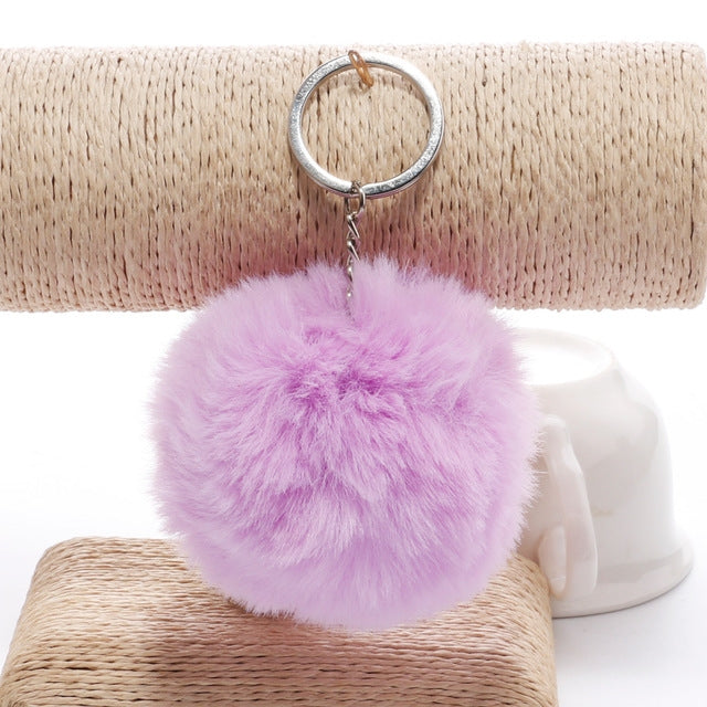 Simple Key CHAIN FUR Ball Pom Pom พวงกุญแจ Pom Pom ขนสัตว์กระต่ายเทียมพวงกุญแจสัตว์สำหรับผู้หญิงกระเป๋ารถพวงกุญแจ
