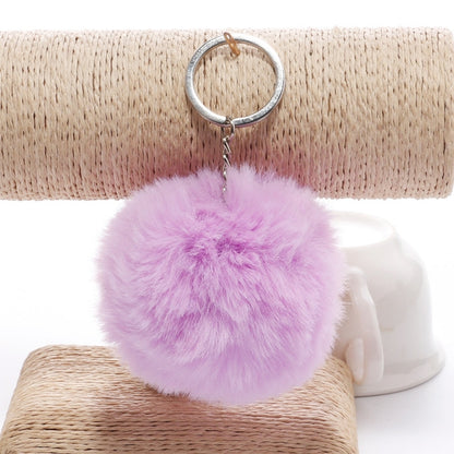 Simple Key CHAIN FUR Ball Pom Pom พวงกุญแจ Pom Pom ขนสัตว์กระต่ายเทียมพวงกุญแจสัตว์สำหรับผู้หญิงกระเป๋ารถพวงกุญแจ