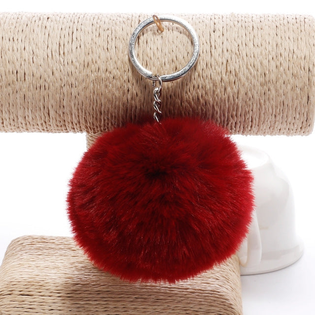 Simple Key CHAIN FUR Ball Pom Pom พวงกุญแจ Pom Pom ขนสัตว์กระต่ายเทียมพวงกุญแจสัตว์สำหรับผู้หญิงกระเป๋ารถพวงกุญแจ