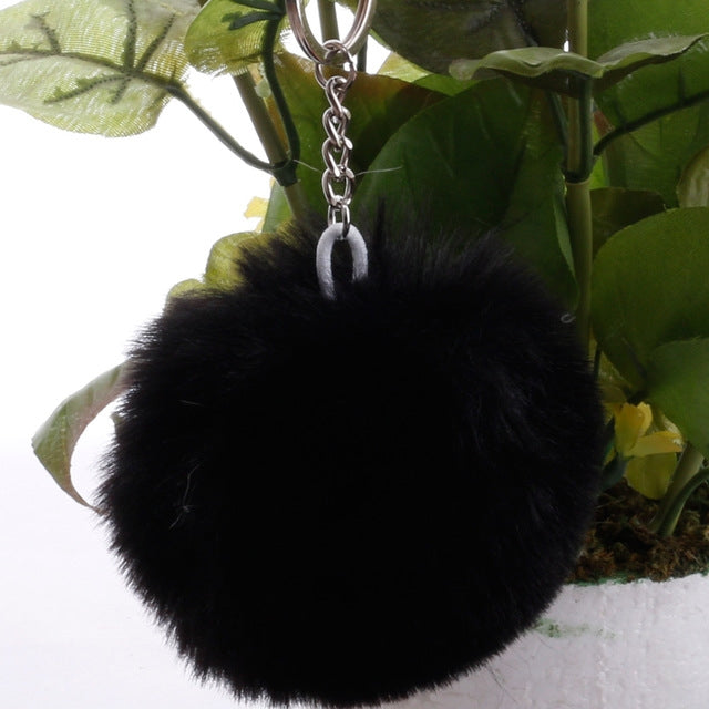 Simple Key CHAIN FUR Ball Pom Pom พวงกุญแจ Pom Pom ขนสัตว์กระต่ายเทียมพวงกุญแจสัตว์สำหรับผู้หญิงกระเป๋ารถพวงกุญแจ