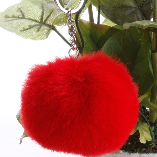 Simple Key CHAIN FUR Ball Pom Pom พวงกุญแจ Pom Pom ขนสัตว์กระต่ายเทียมพวงกุญแจสัตว์สำหรับผู้หญิงกระเป๋ารถพวงกุญแจ