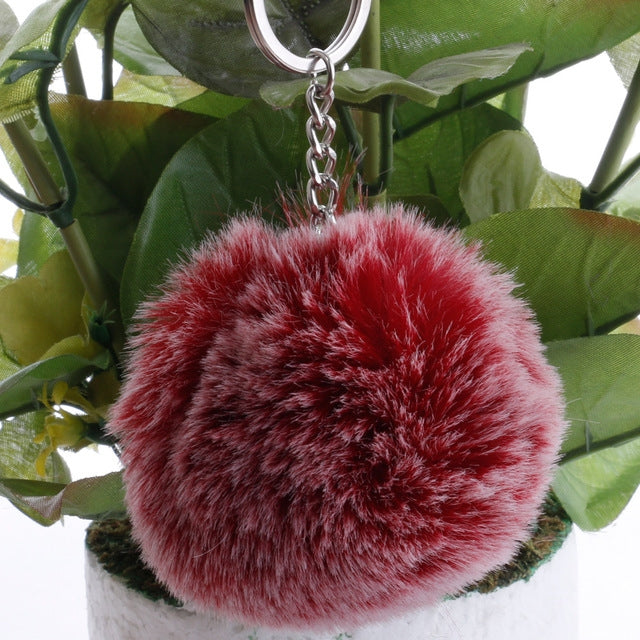 Simple Key CHAIN FUR Ball Pom Pom พวงกุญแจ Pom Pom ขนสัตว์กระต่ายเทียมพวงกุญแจสัตว์สำหรับผู้หญิงกระเป๋ารถพวงกุญแจ