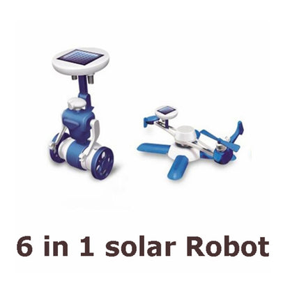 3PCS DIY ของเล่นปริศนาพลังงานแสงอาทิตย์ 6 in 1 ชุดพลังงานแสงอาทิตย์เพื่อการศึกษา ความแปลกใหม่หุ่นยนต์พลังงานแสงอาทิตย์สำหรับเด็ก, 6 in 1 Educational Solar Power Kits
