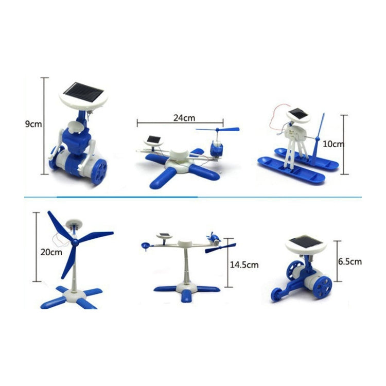 3PCS DIY ของเล่นปริศนาพลังงานแสงอาทิตย์ 6 in 1 ชุดพลังงานแสงอาทิตย์เพื่อการศึกษา ความแปลกใหม่หุ่นยนต์พลังงานแสงอาทิตย์สำหรับเด็ก, 6 in 1 Educational Solar Power Kits