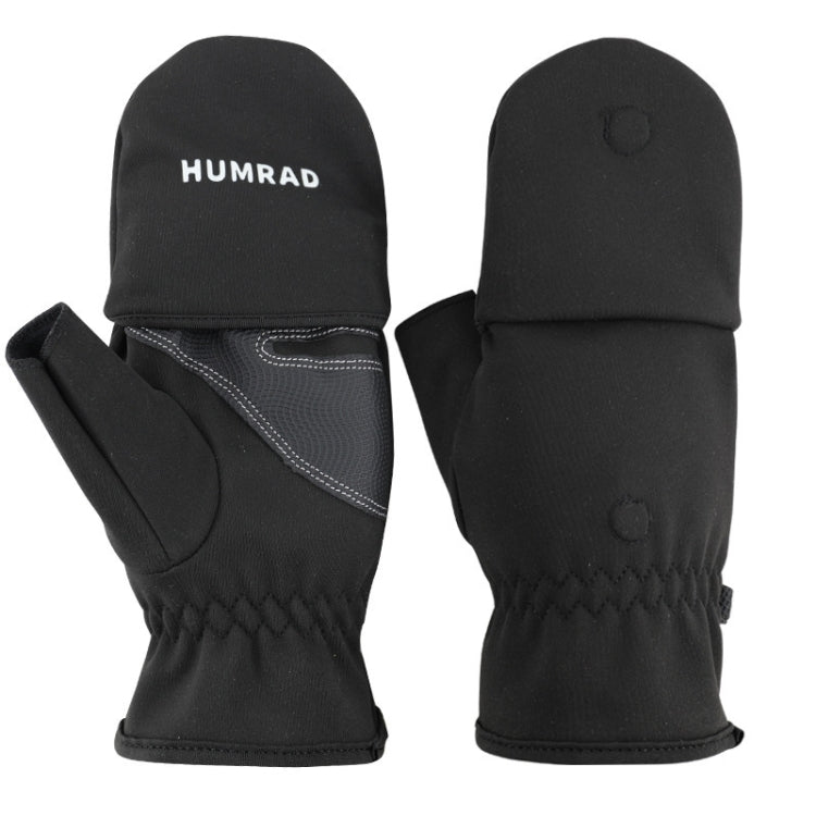 HUMRAO ฤดูหนาว Half-Finger Flip Cover ถุงมืออุ่นสำหรับกีฬากลางแจ้งเล่นสกีและขี่จักรยาน, L