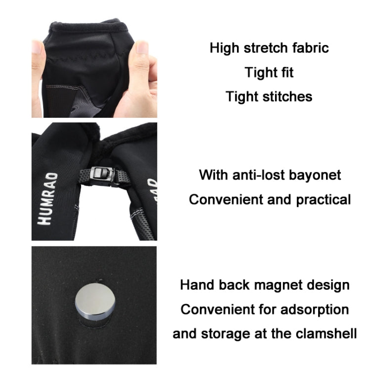 HUMRAO ฤดูหนาว Half-Finger Flip Cover ถุงมืออุ่นสำหรับกีฬากลางแจ้งเล่นสกีและขี่จักรยาน, L