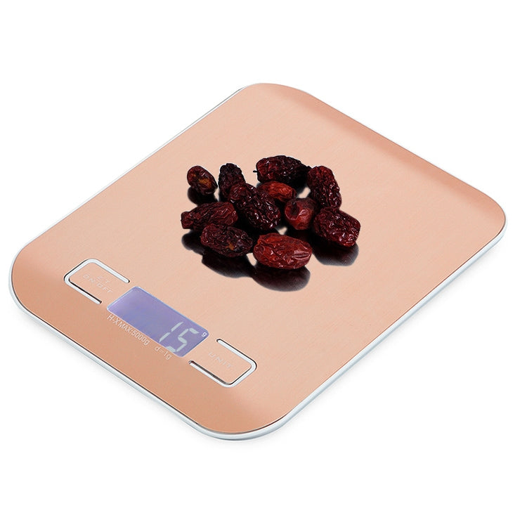เครื่องชั่งอาหารสแตนเลสแบบดิจิตอลมัลติฟังก์ชั่นพร้อมจอแสดงผล LCD, 5kg/1g, Rose Gold, 5kg/1g, Silver