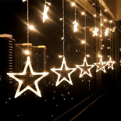 220V EU Plug LED Star Light ไฟคริสต์มาสในร่ม/กลางแจ้งตกแต่ง Love ผ้าม่านโคมไฟสำหรับวันหยุดงานแต่งงานแสง