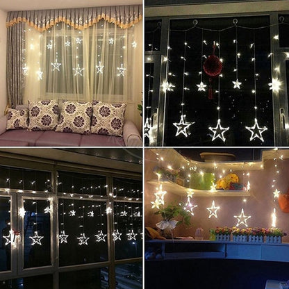 220V EU Plug LED Star Light ไฟคริสต์มาสในร่ม/กลางแจ้งตกแต่ง Love ผ้าม่านโคมไฟสำหรับวันหยุดงานแต่งงานแสง