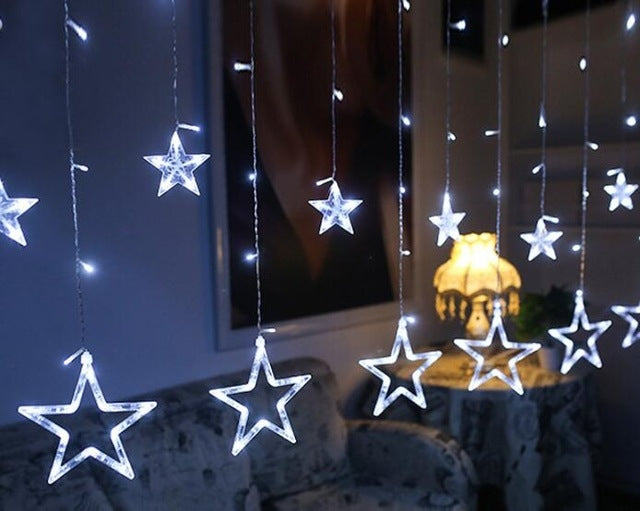 220V EU Plug LED Star Light ไฟคริสต์มาสในร่ม/กลางแจ้งตกแต่ง Love ผ้าม่านโคมไฟสำหรับวันหยุดงานแต่งงานแสง